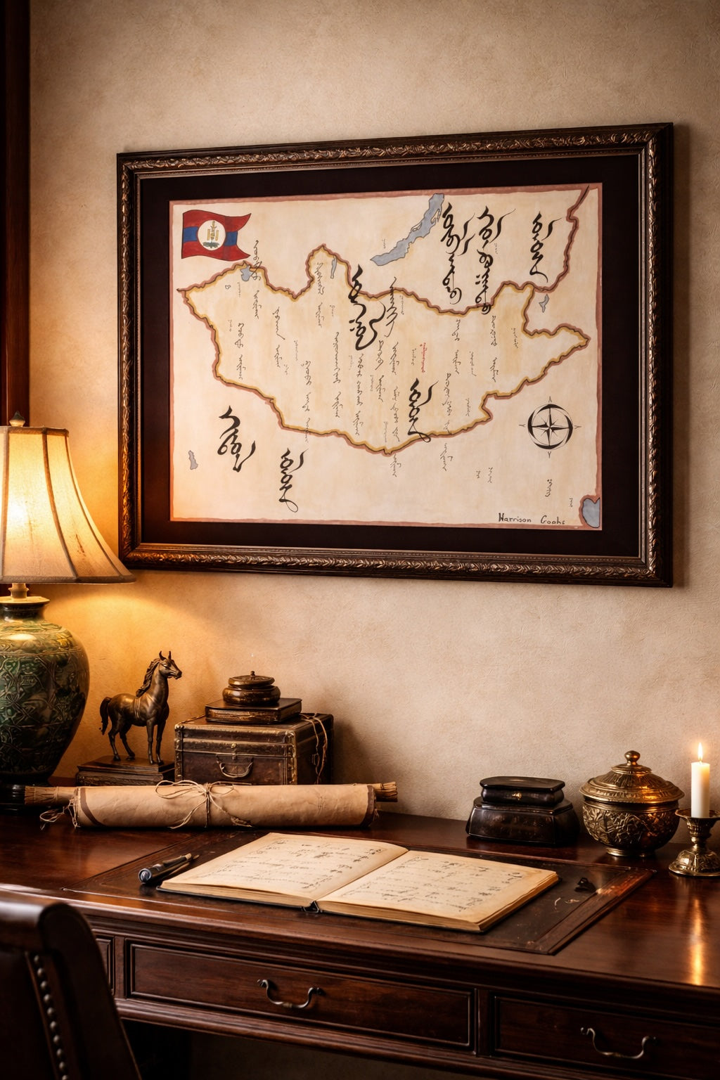 Mongolia in the Interwar Era (c. 1924–1940) — Traditional Mongolian Script Map