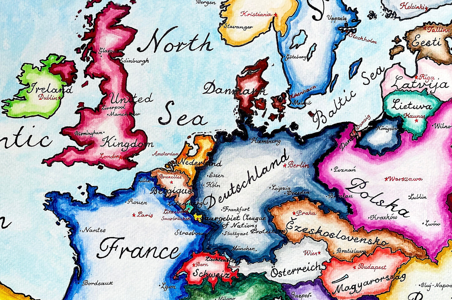 Map of Interwar Europe; Endonym Map Europe 1923