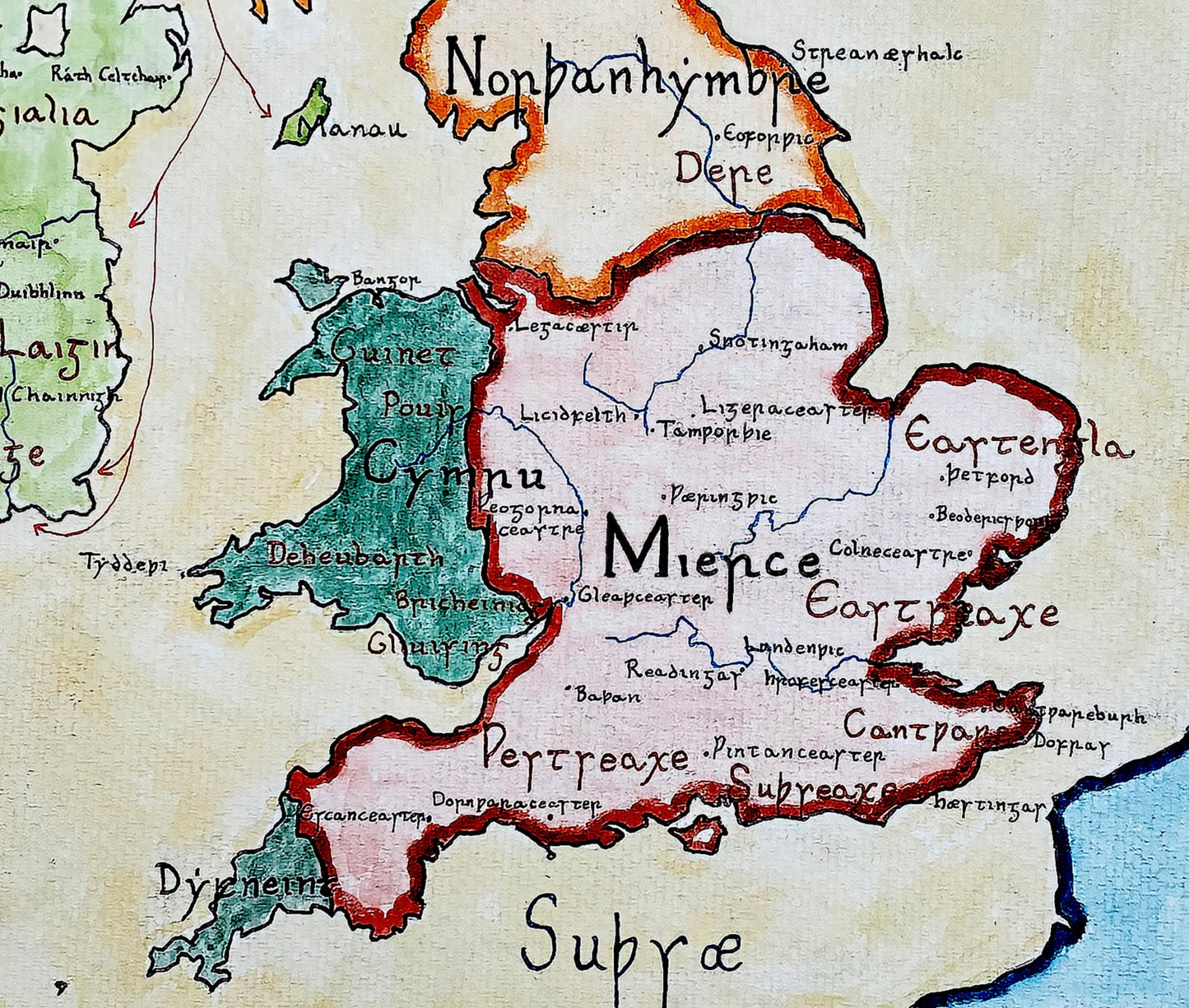 Map of Anglo-Saxon Britain; The Heptarchy