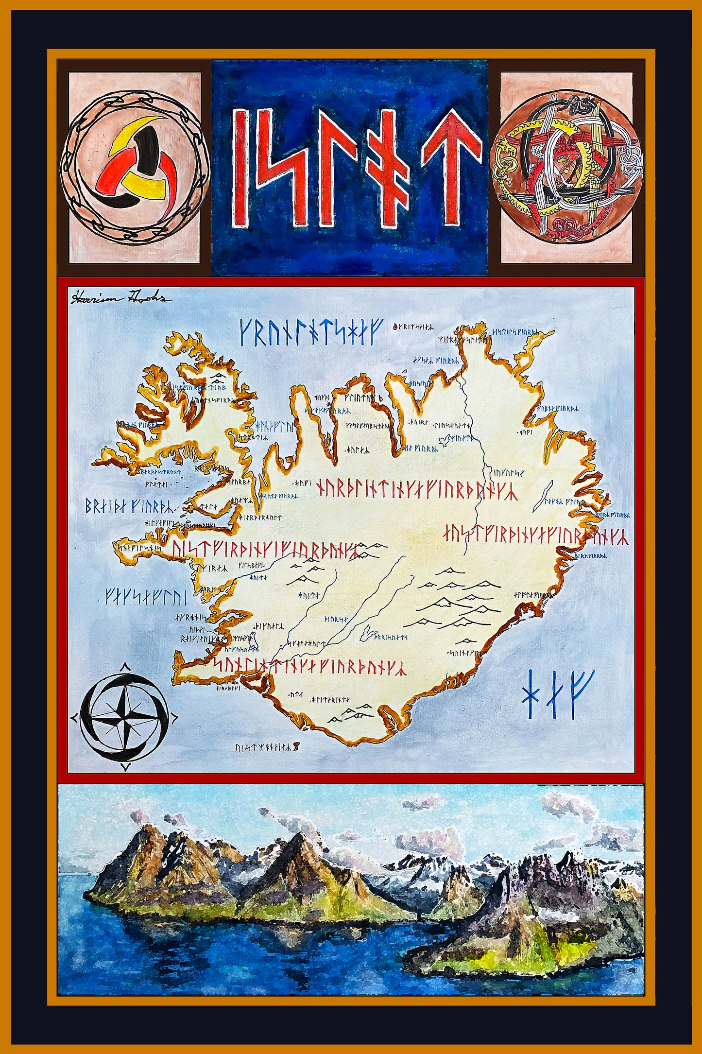 Map of Medieval Iceland; Viking Age Iceland in Runes