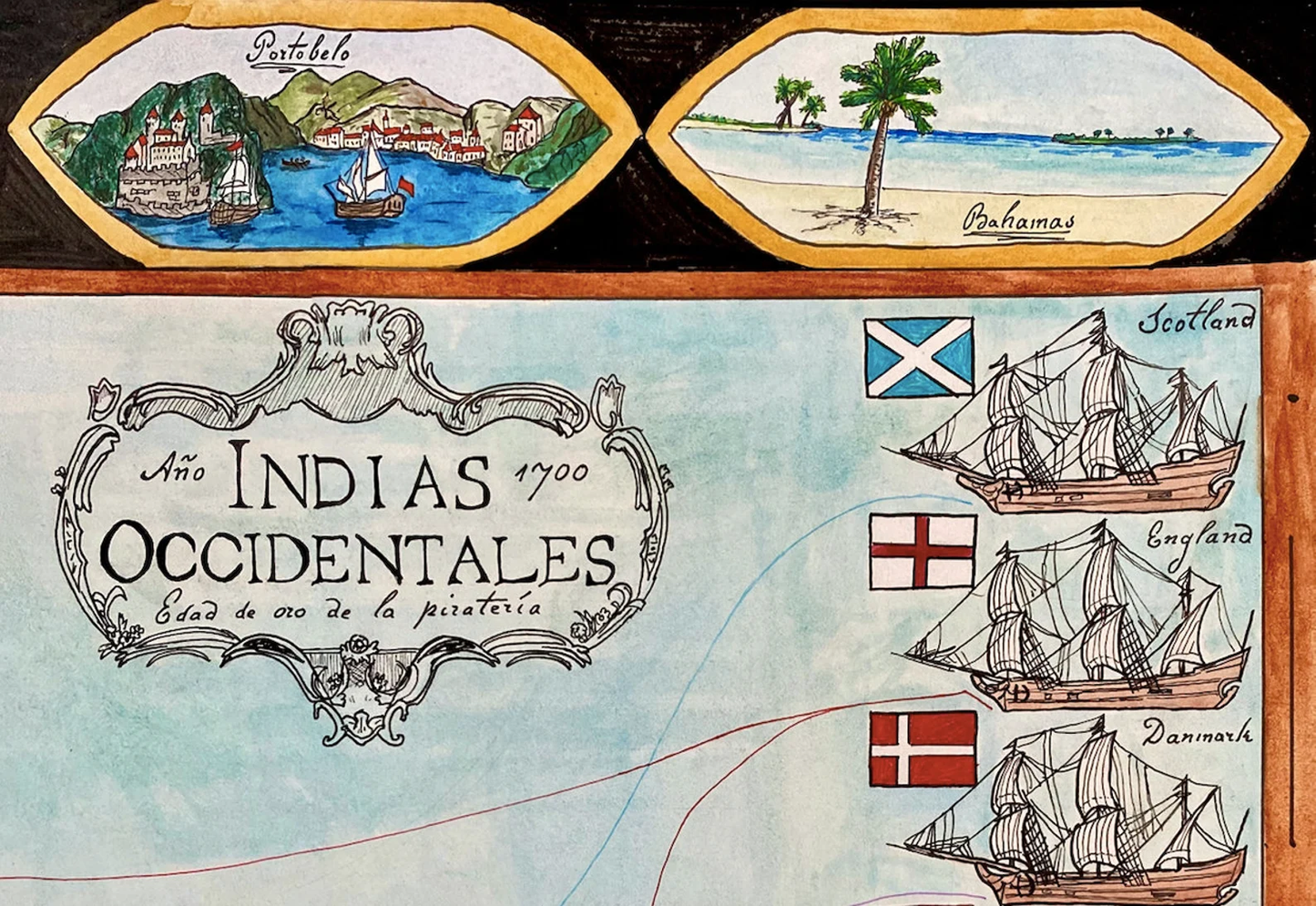 Caribbean Map 1700; Golden Age of Piracy