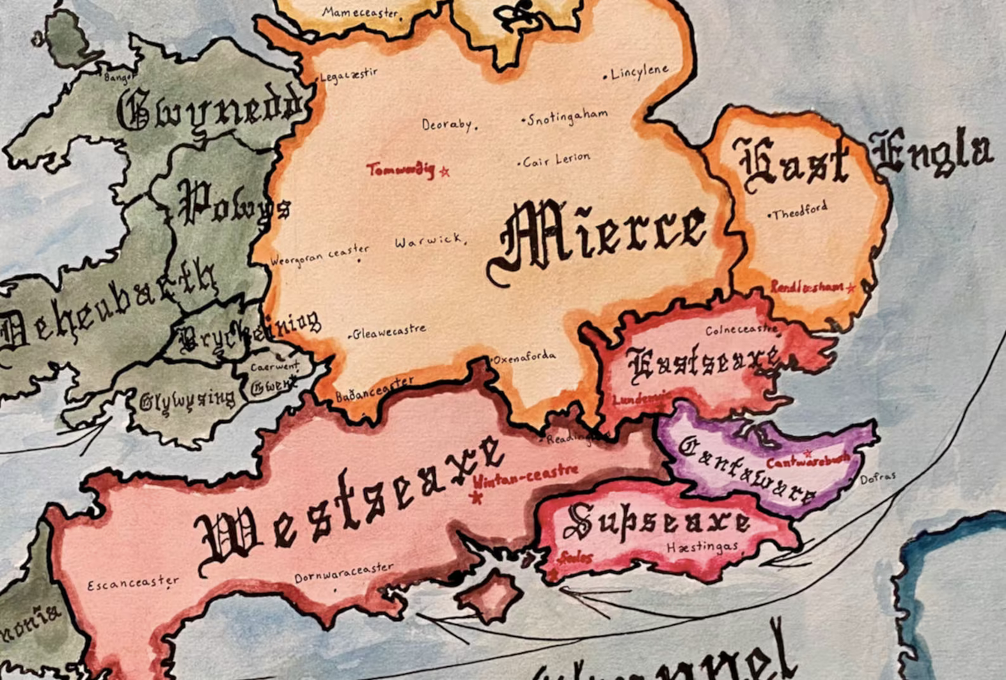 Map of Anglo-Saxon Britain; The Heptarchy