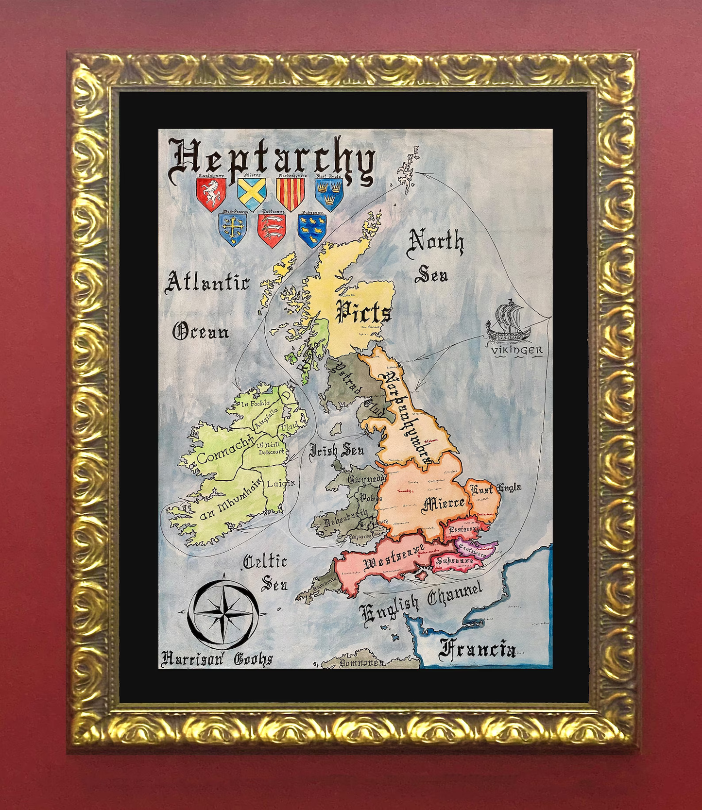 Map of Anglo-Saxon Britain; The Heptarchy