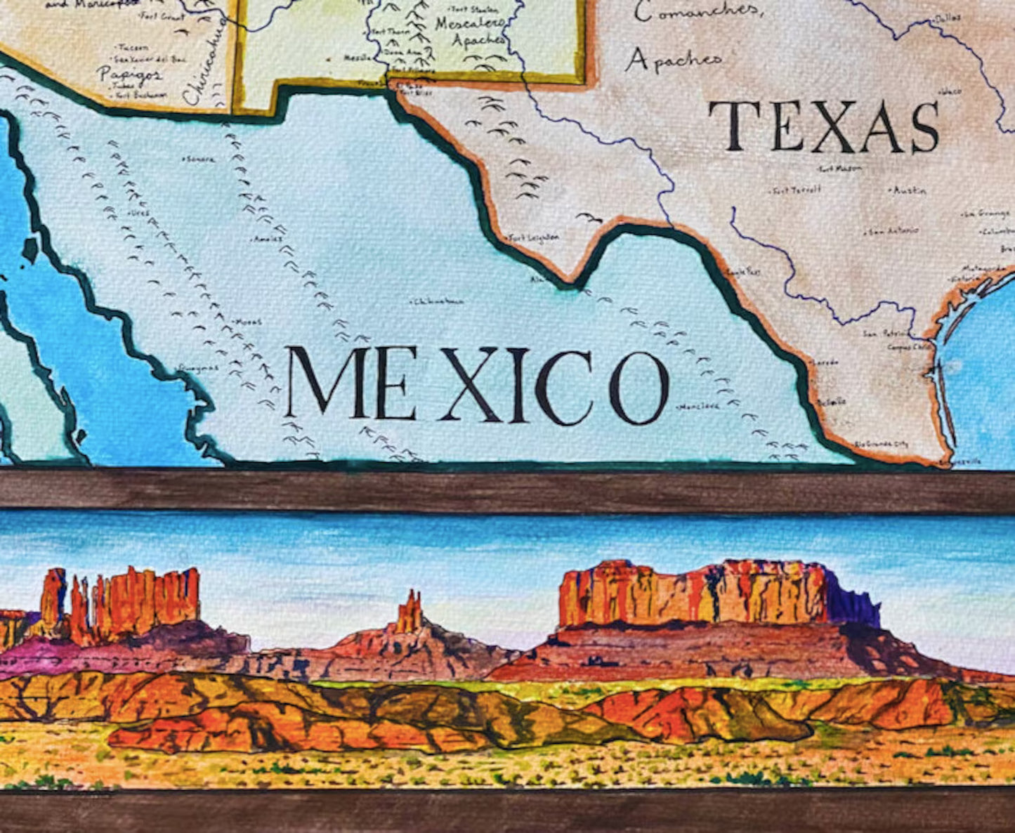 Wild West Map; Historical Western States; American Frontier 1874