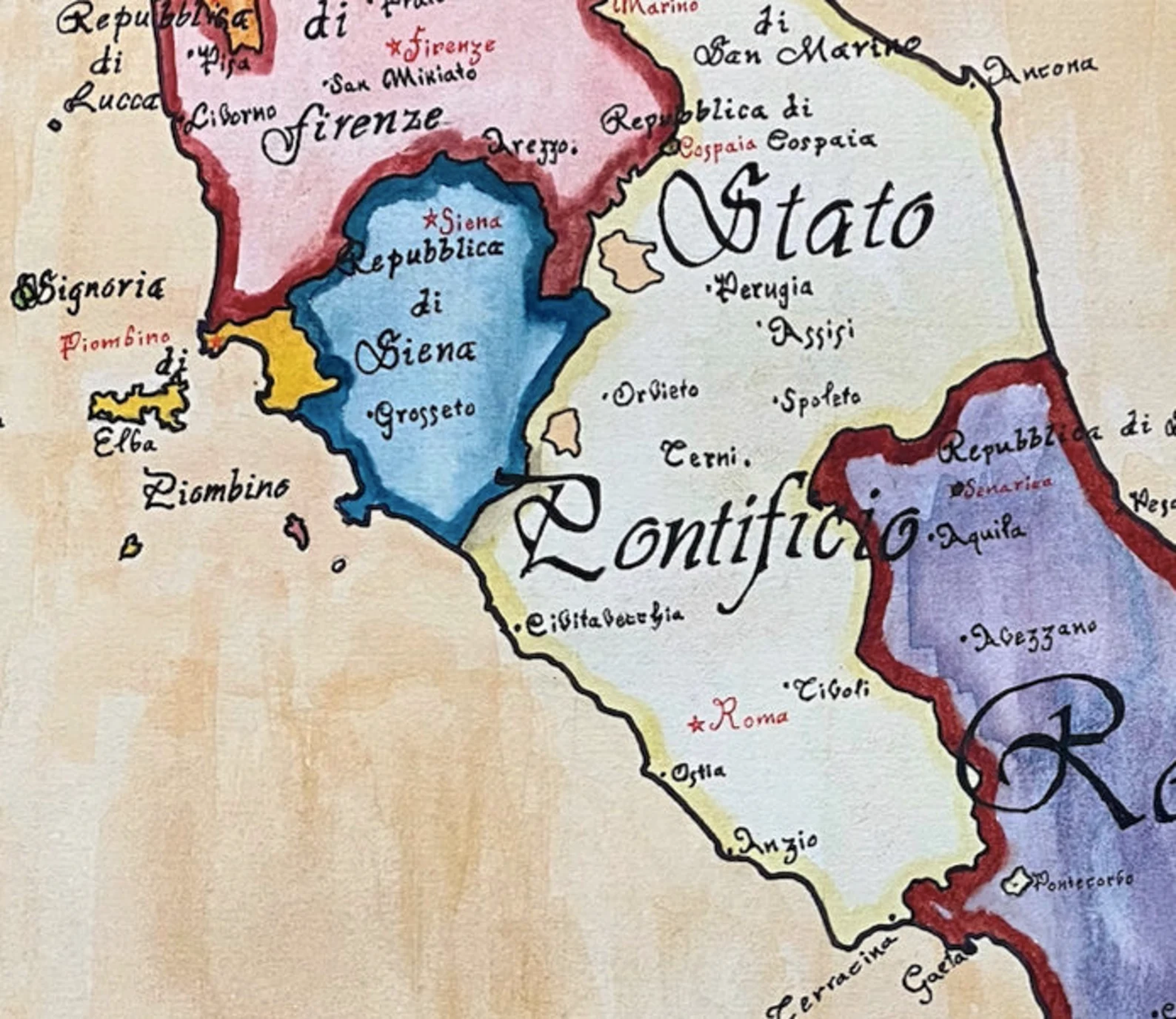 Map of Italy 1494; Italian Renaissance; Italian States