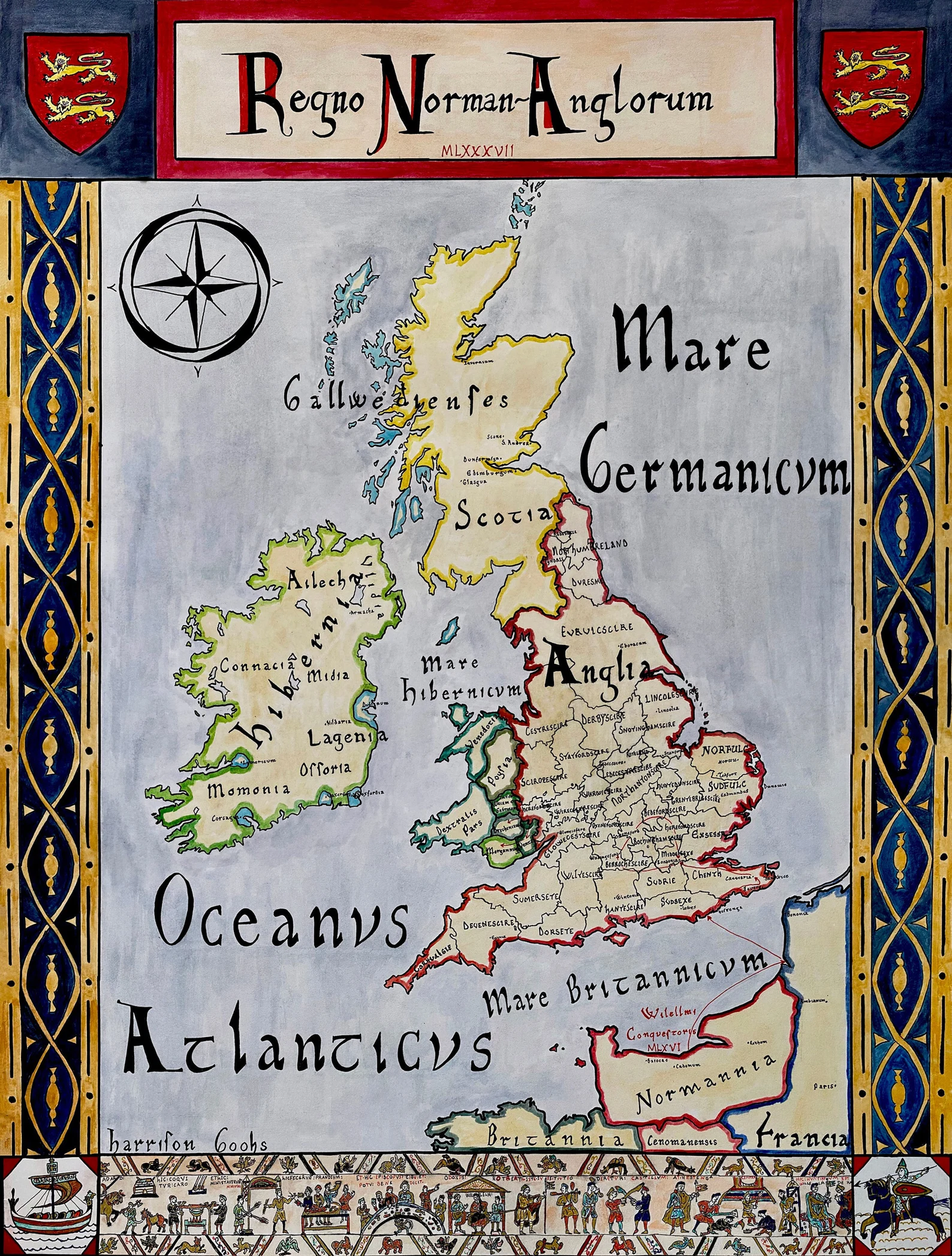 Norman England 1066; William the Conqueror Map