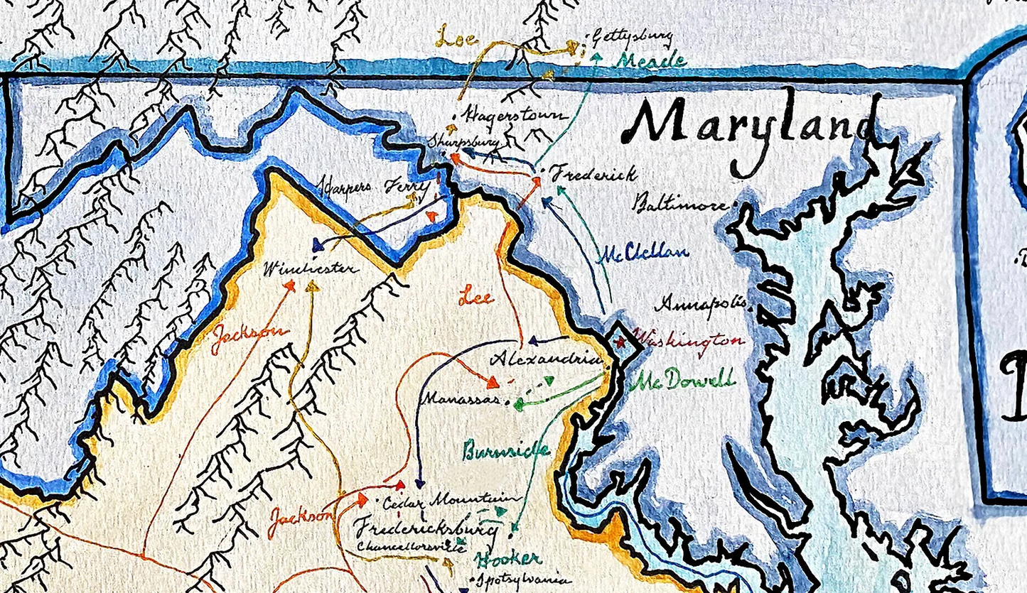 Eastern Theater of the American Civil War Map