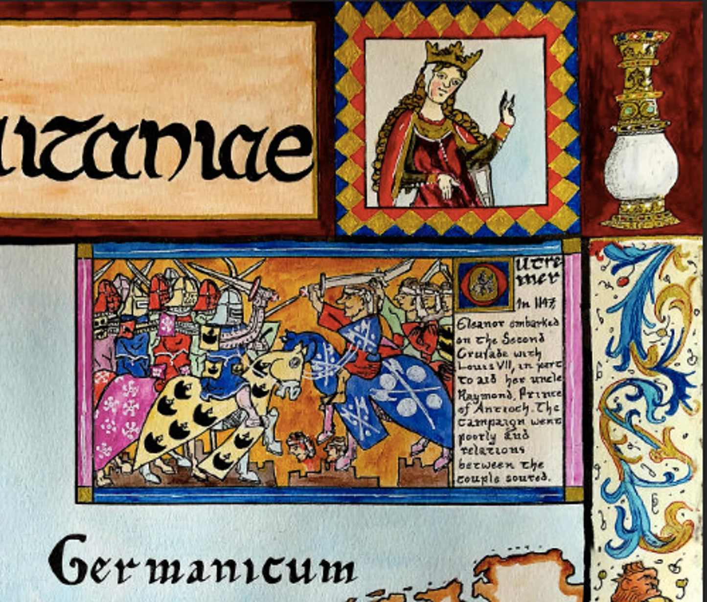 Eleanor of Aquitaine, Alienora ducissa Aquitaniae; Angevin Empire Map