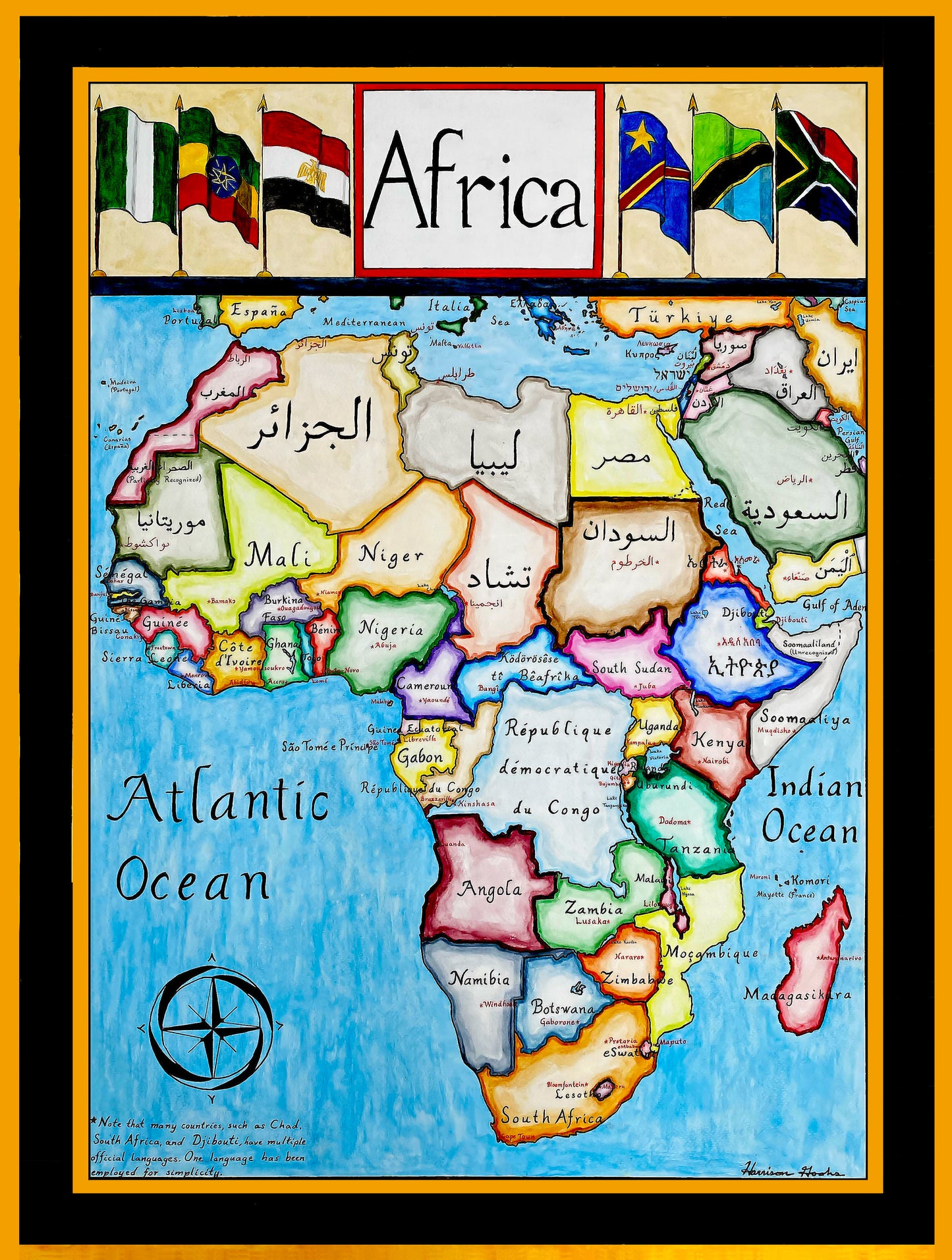 Endonym Map of Africa; African Continent