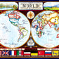 Antique Style World Map 1904; Double-Hemisphere World Map; Endonym Globe