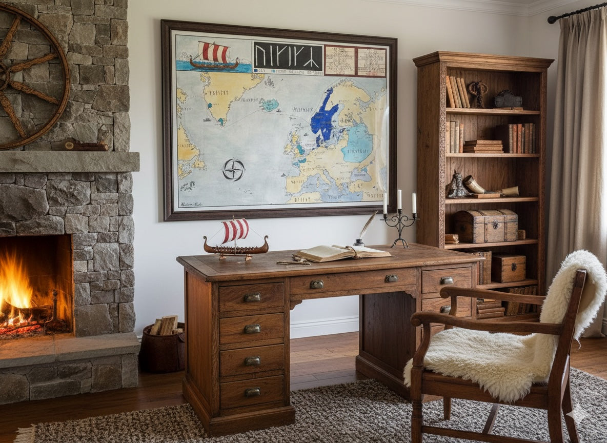 Viking Age Map in Runes – Norse Expansion in Younger Futhark