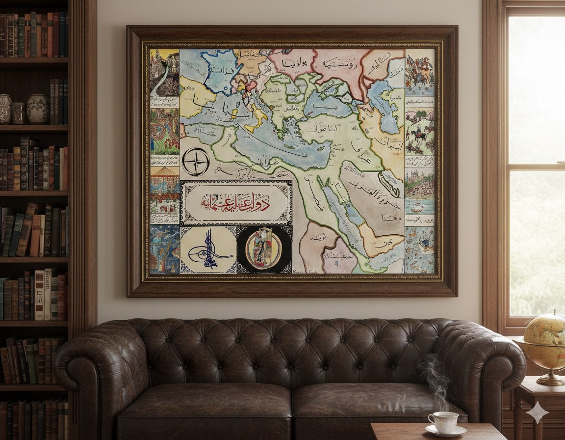 Ottoman Empire at Its Zenith — A Map in Ottoman Turkish Calligraphy