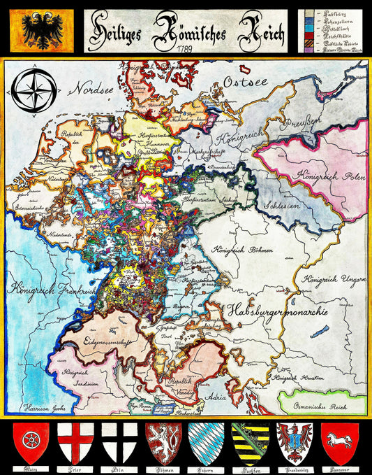 Holy Roman Empire Map 1789; Central Europe Before the French Revolution