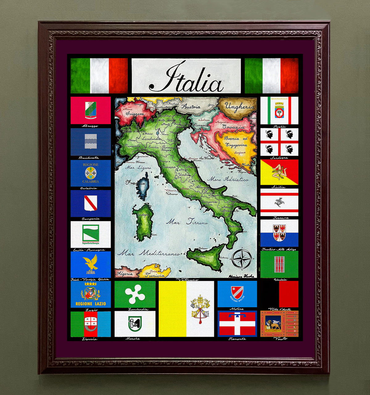 Italian Republic Italia: A Political and Regional Map of the Italian Republic in Italia ...