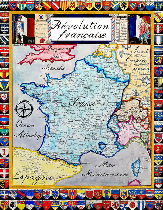 French Revolution Map; Map of France 1789-1799