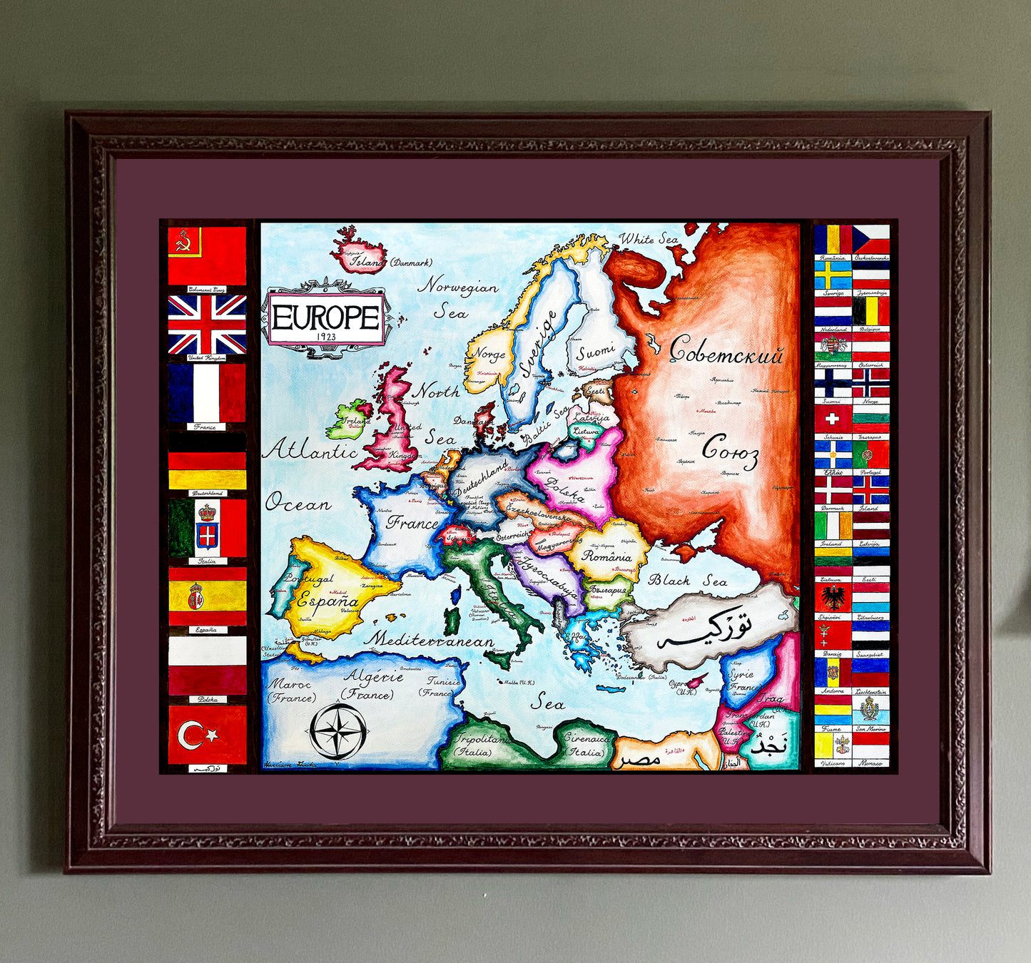 Map of Interwar Europe; Endonym Map Europe 1923