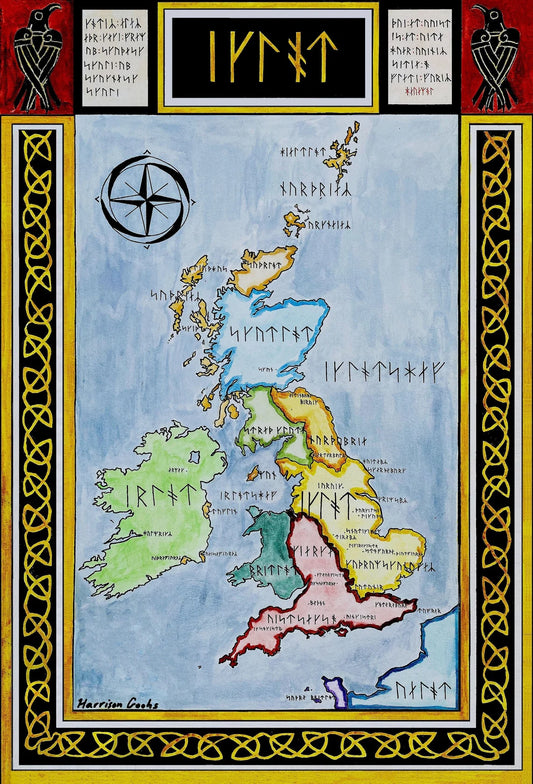 Danelaw Map; Runic Map of Anglo-Saxon Britain
