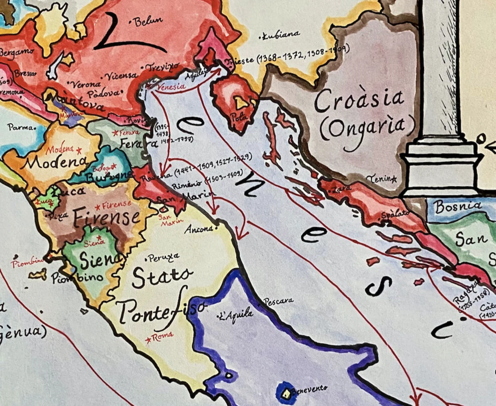 Most Serene Republic Venetian Republic Map 1444 Historical Print most-serene-republic-venetian-republic-map-1444-historical-print