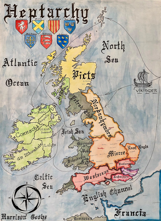 Map of Anglo-Saxon Britain; The Heptarchy