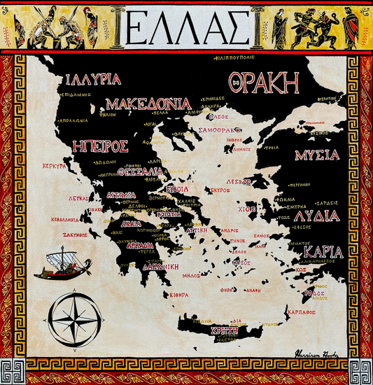 Map of Ancient Greece in Ancient Greek