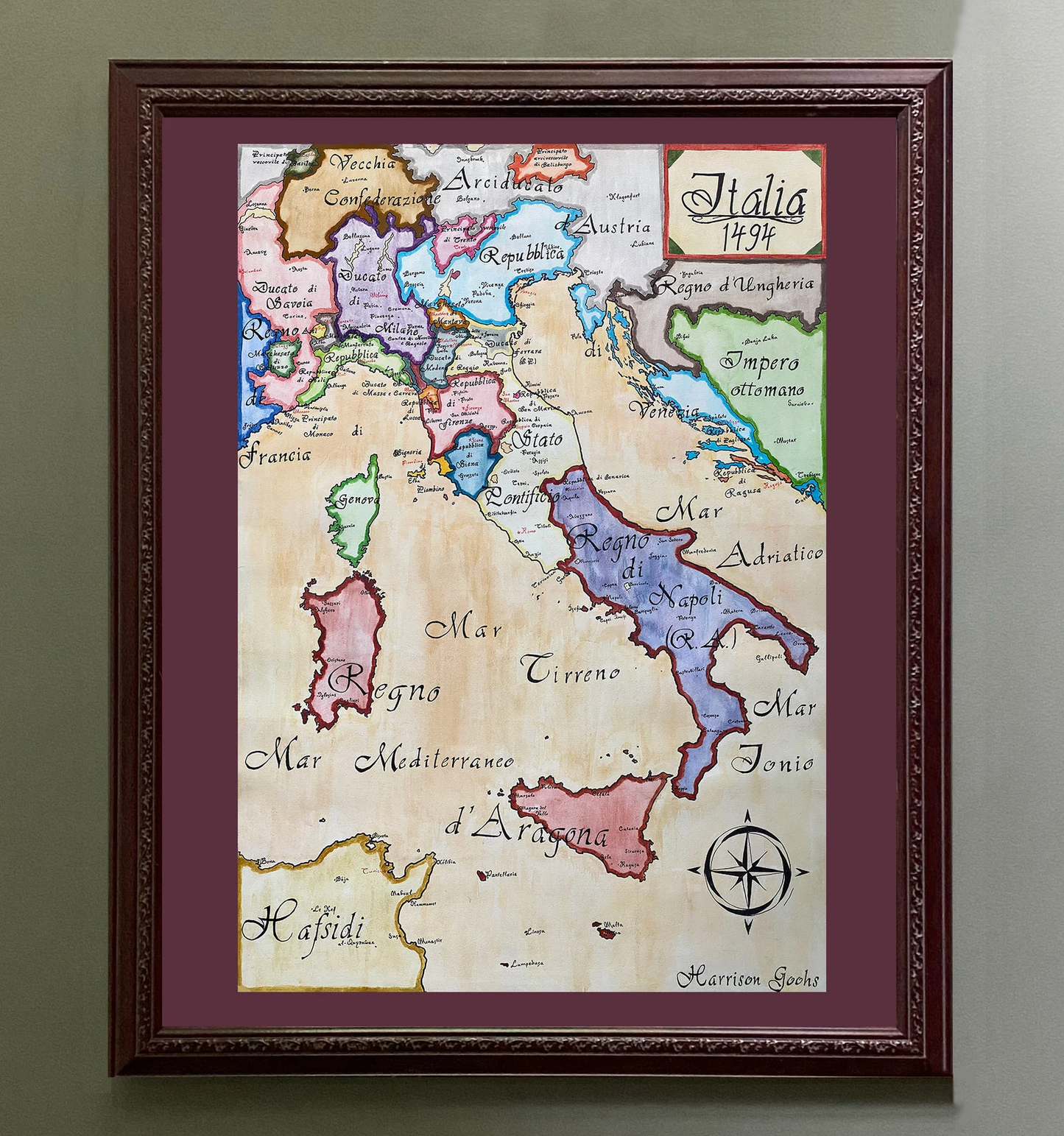 Map of Italy 1494; Italian Renaissance; Italian States